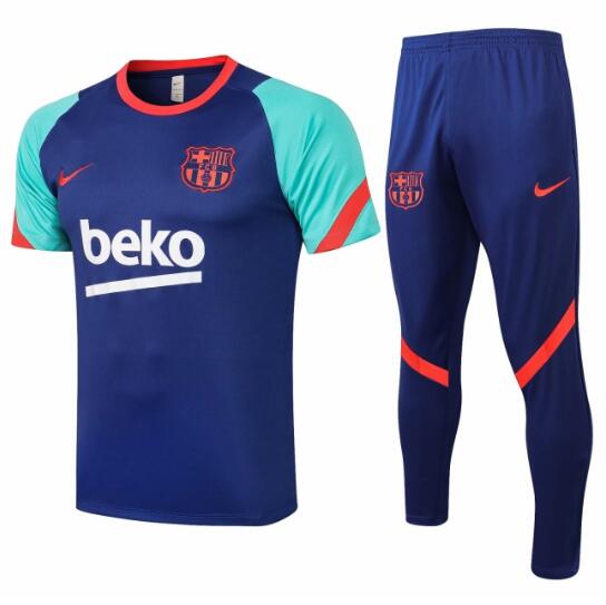 2021/22 Barcelona Blue Training Kits Shirt with Pants